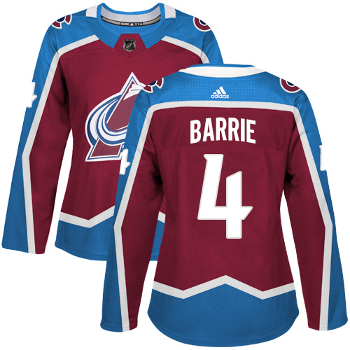 Adidas Colorado Avalanche 4 Tyson Barrie Burgundy Home Authentic Women Stitched NHL Jersey
